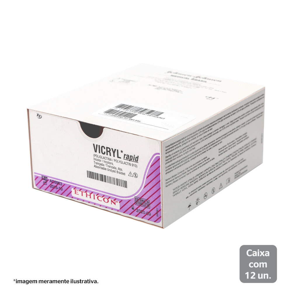 XCW9913 | Fio de sutura VICRYL Rapid Incolor 45cm 6-0 Ag. 11 mm 3/8