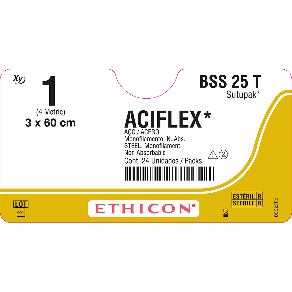 BSS25T | Fio de sutura ACIFLEX (3)60cm 1 sem agulha