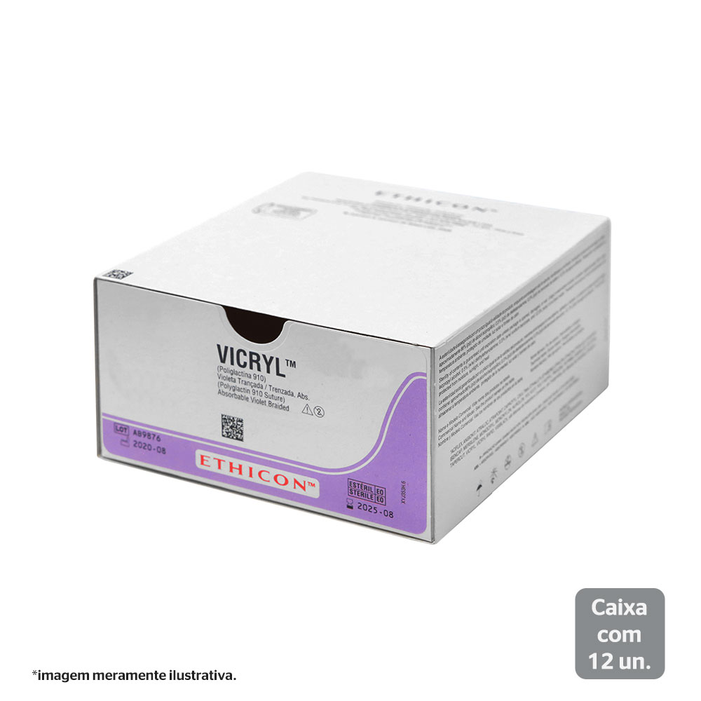 XYJ570G | Fio de sutura VICRYL Violeta 45cm 6-0 Ag. 8 mm 1/4