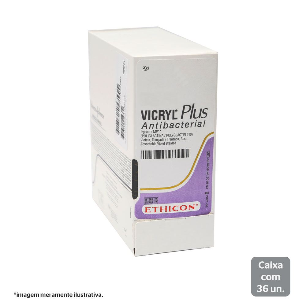 XYVCP340H | Fio de sutura VICRYL PLUS Violeta 70cm 0 Ag. 36,4mm 1/2