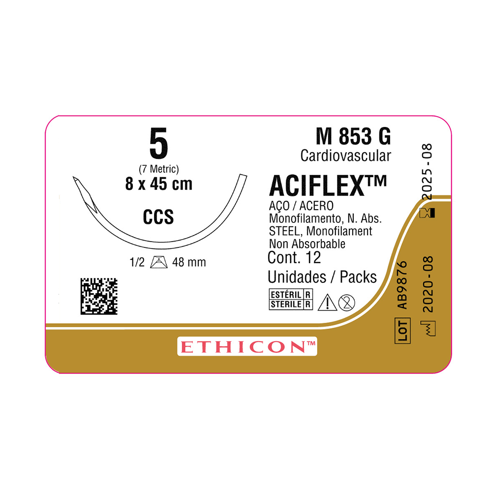 M853G | Fio de sutura ACIFLEX (8)45cm 5 Ag. 48 mm -