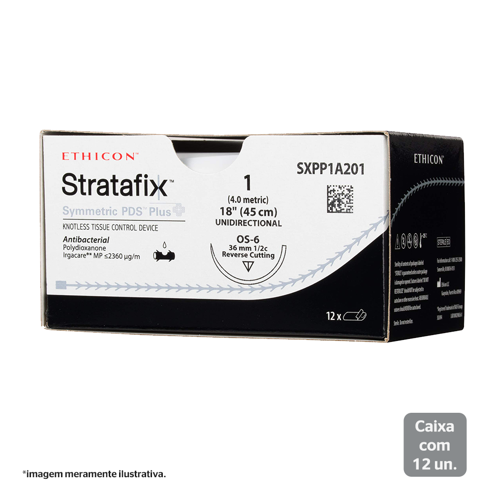 SXPP1A201 | Fio de sutura Stratafix SYMM PDS PLUS 45cm 1 Ag. 36mm 1/2