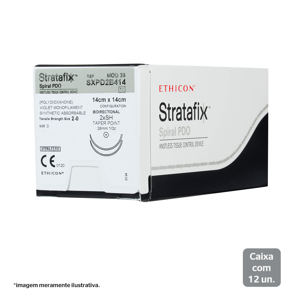 SXPD2B414 | Fio de sutura Stratafix PDO 14 x 14cm 2-0 Ag. 26mm 1/2